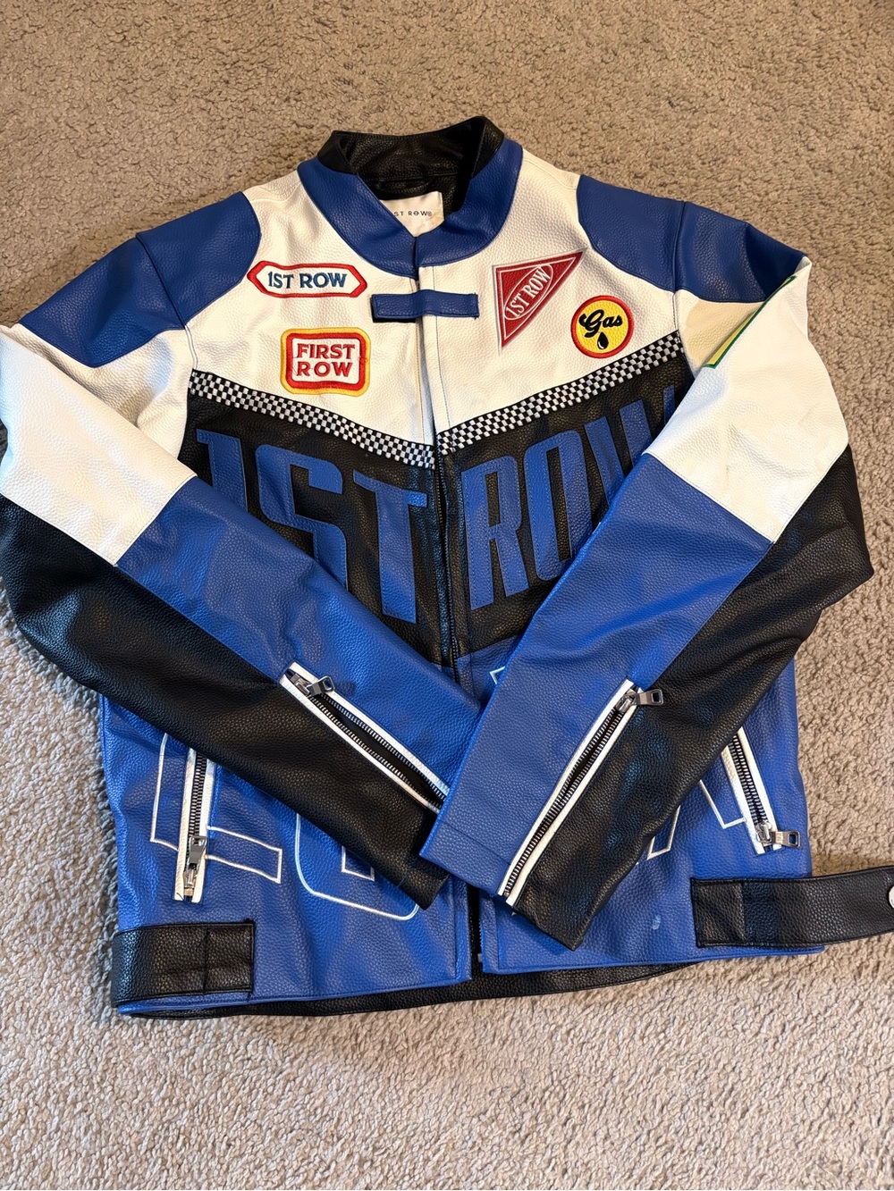 1st Row Blue, White & Black Racing Motorcycle Jacket